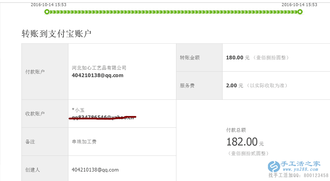  河南林州郭女士收到加工費180元，女性兼職創(chuàng)業(yè)好項目